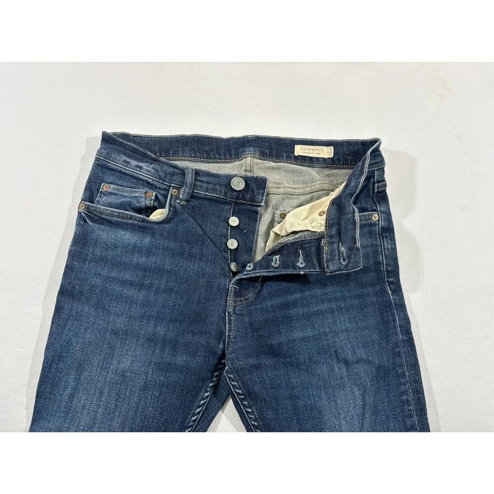 All Saints Jeans Mens Blue Cigarette Slim Skinny Dark Wash Denim Pants Sz 31